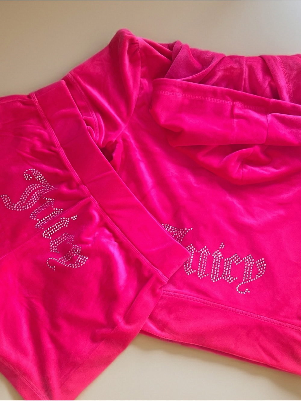 Juicy Couture Hot Pink Velour Women’s Joggers with Crystal Juicy Logo